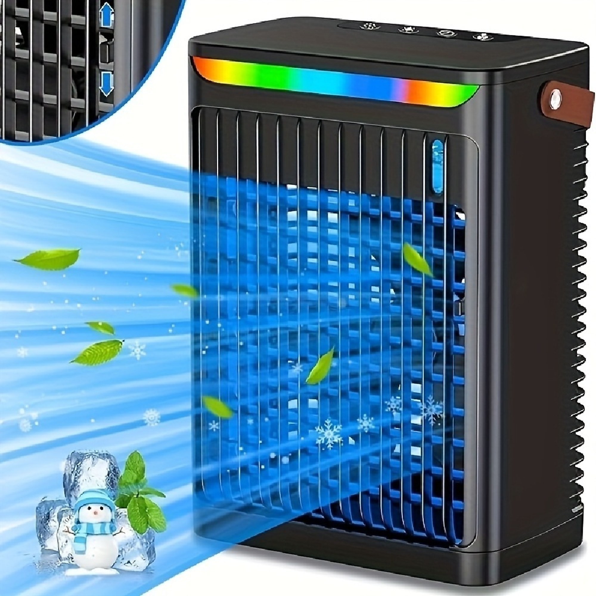 EdenDirect Personal Portable Mini Air Cooler Humidifier — 22 Oz. Water Tank, 5 Wind Speeds, 2 Spray Modes, 7 LED Lights, Model# NTE-LFJ-HS